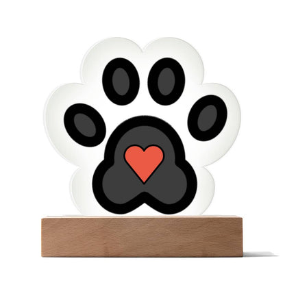 Pawprint Red Heart Moji Pop Art Plaque - Emoji.Express (LED Available)