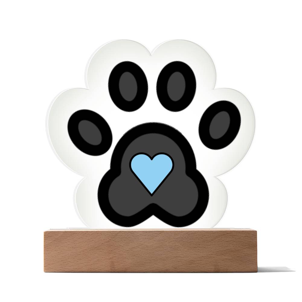 Pawprint Light Blue Heart Moji Pop Art Plaque - Emoji.Express (LED Available)