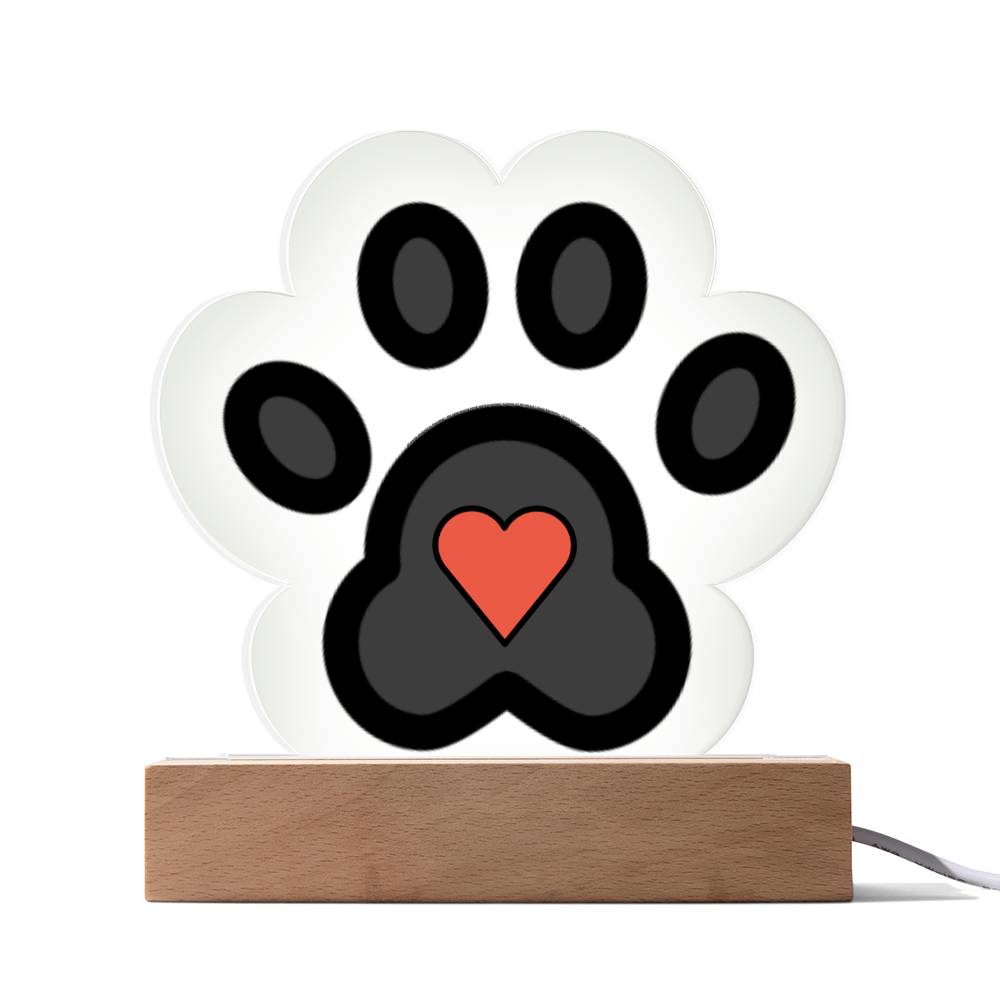 Pawprint Red Heart Moji Pop Art Plaque - Emoji.Express (LED Available)