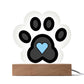 Pawprint Light Blue Heart Moji Pop Art Plaque - Emoji.Express (LED Available)