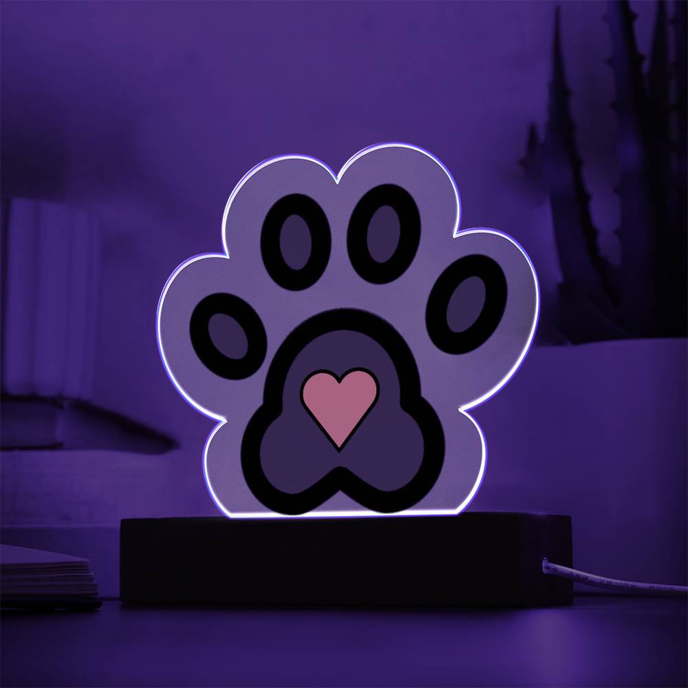 Pawprint Red Heart Moji Pop Art Plaque - Emoji.Express (LED Available)