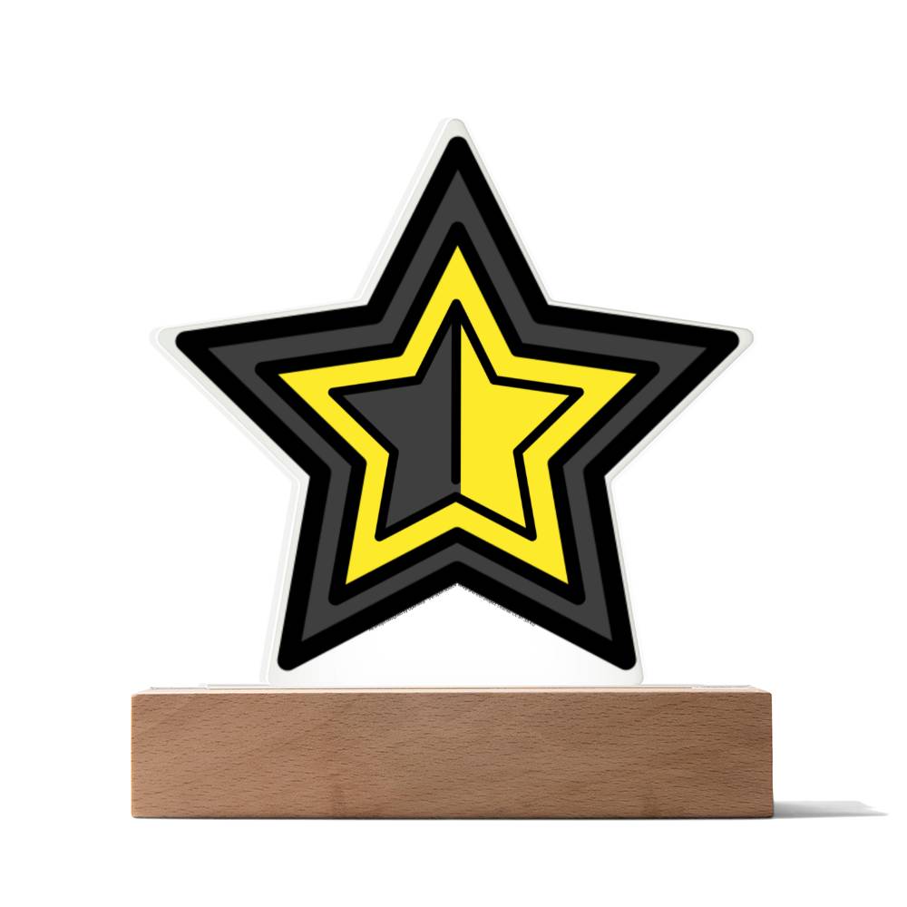 Black n Yellow Star Moji Pop Art Plaques - Emoji.Express (LED Available)