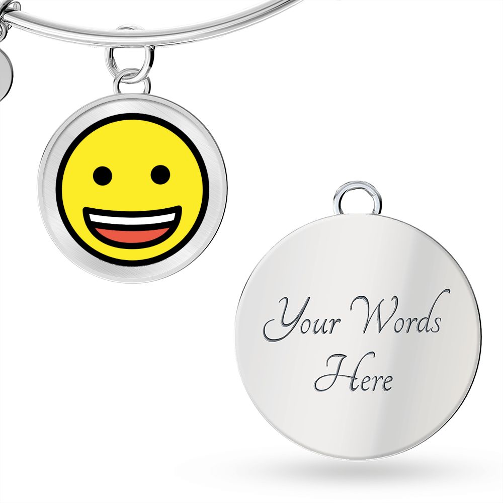 Grinning Face with Big Eyes Luxury  Silver Bangle Engraved