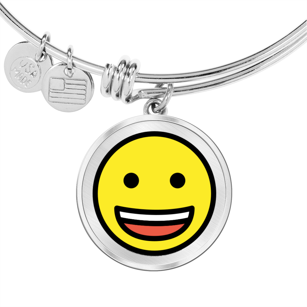 Grinning Face with Big Eyes Luxury  Silver Bangle