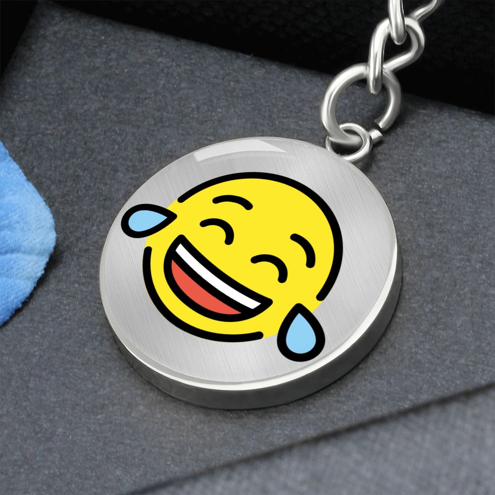 Face with Tears of Joy Silver Key Chain