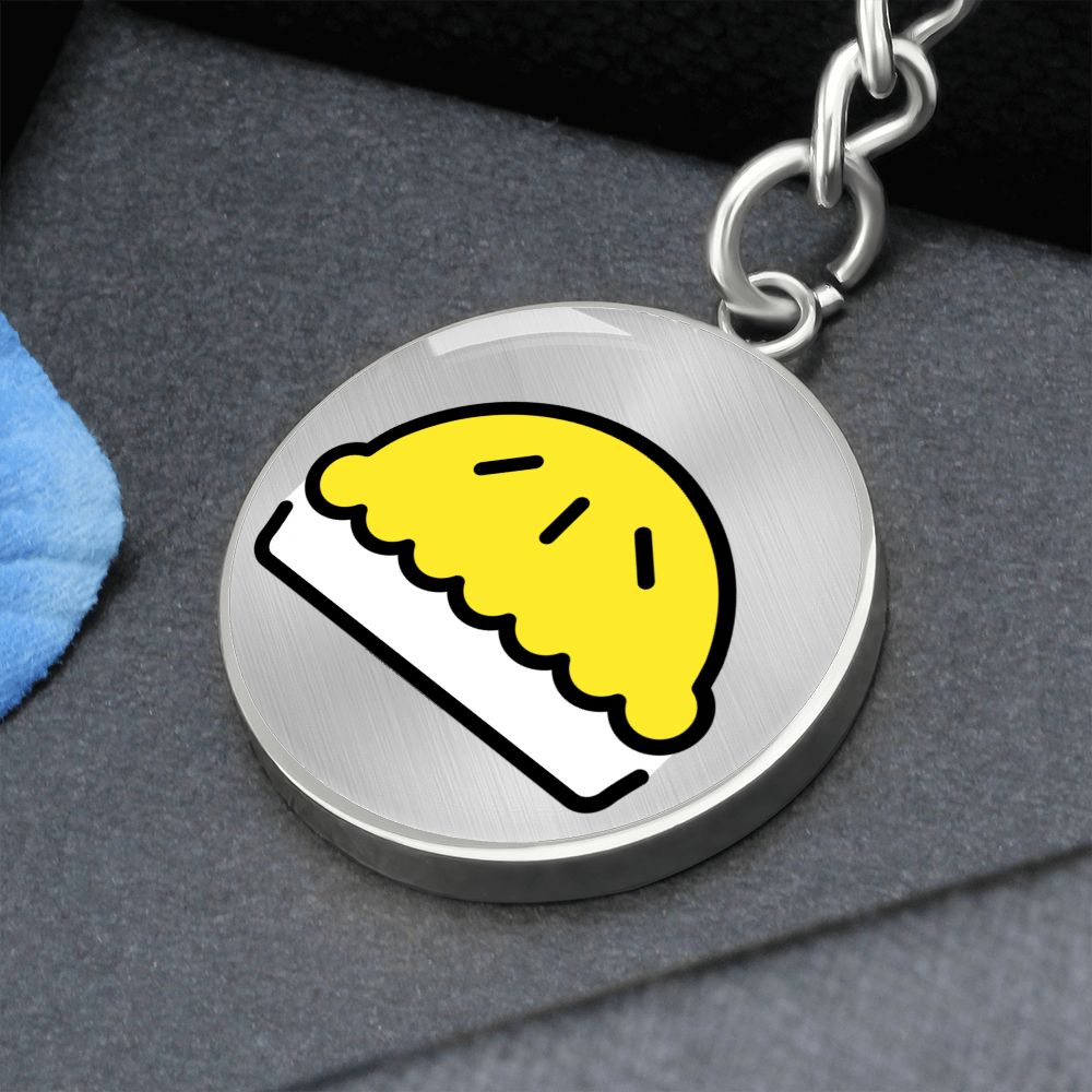 Pie Moji Circle Silver Keychain