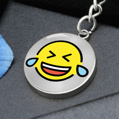 Rolling on Floor Laughing Silver Keychain