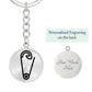 Safety Pin Silver Keychain Engraved
