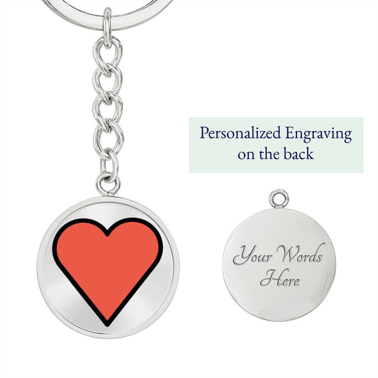Red Heart Silver Keychain Engraved