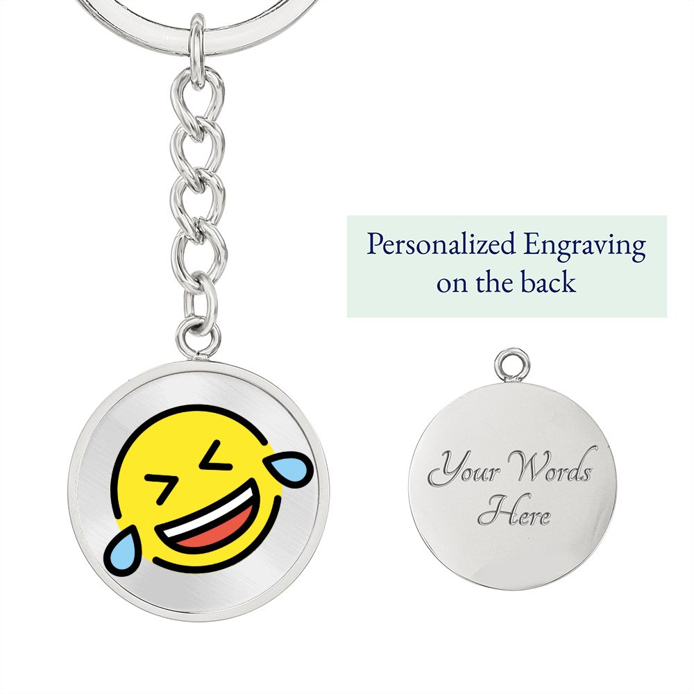 Rolling on Floor Laughing Silver Keychain Engraved