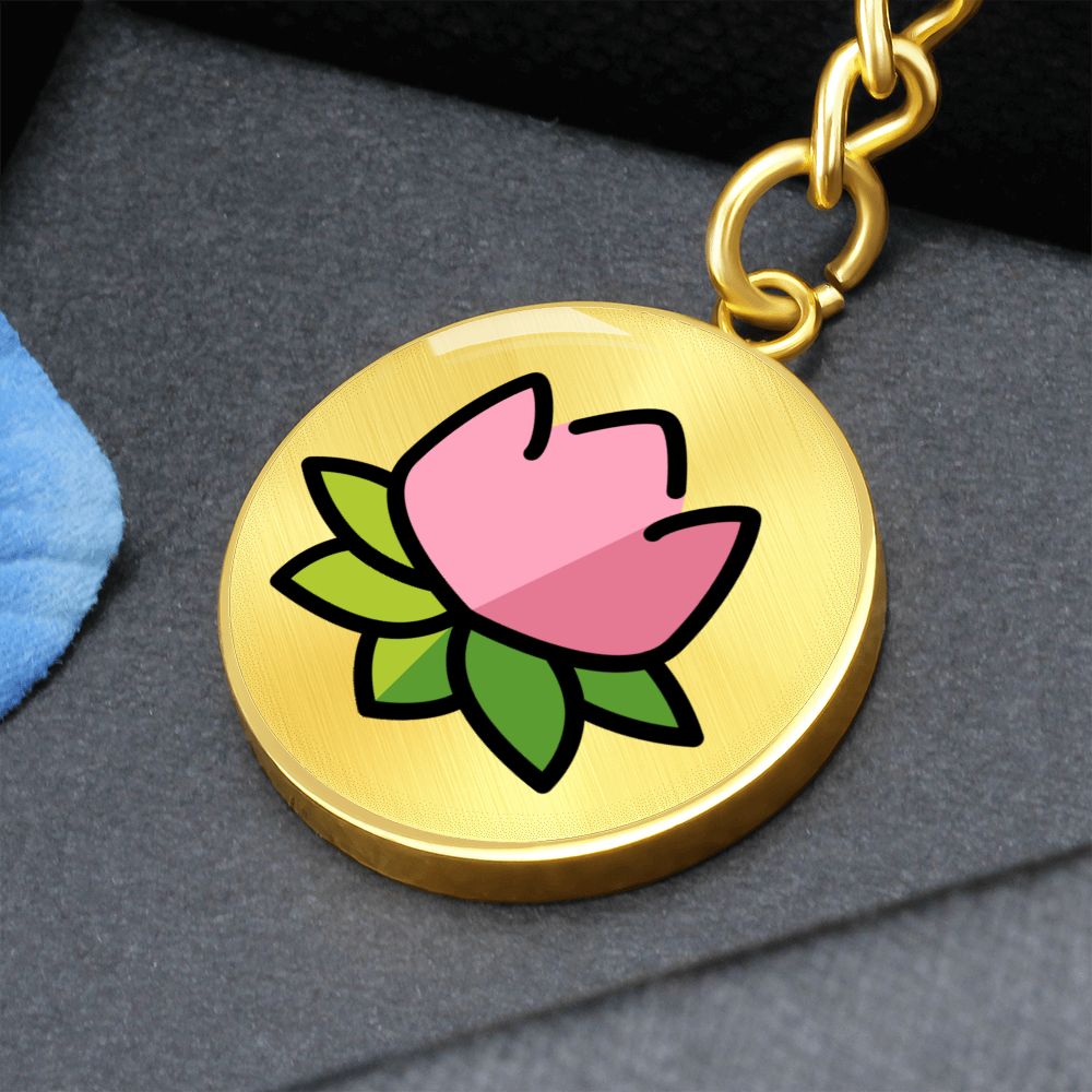 Lotus Moji Circle Gold Keychain