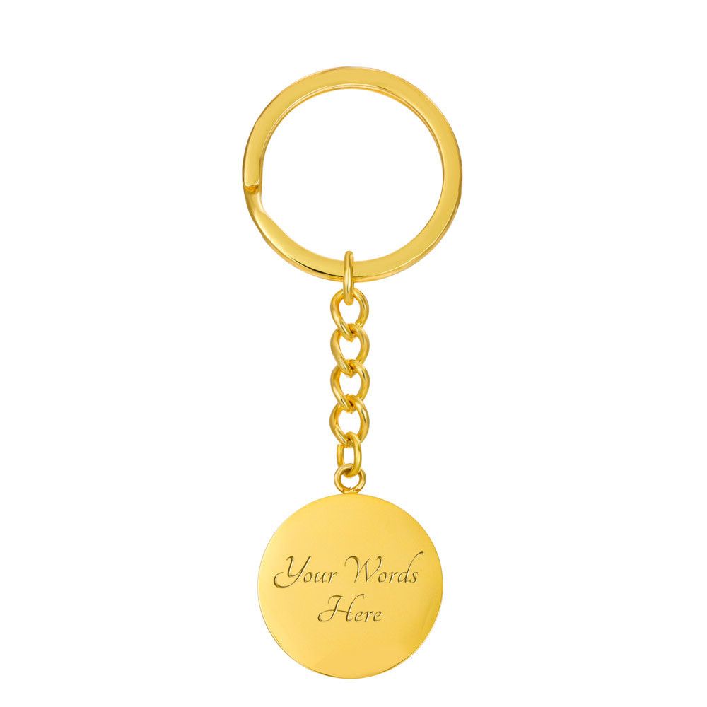 Pie Moji Circle Gold Keychain Engraved Back