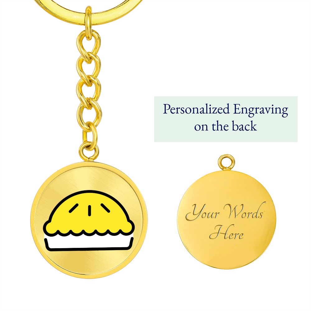 Pie Moji Circle Gold Keychain Engraved