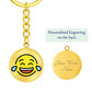 Face with Tears of Joy Gold Key Chain Engraved