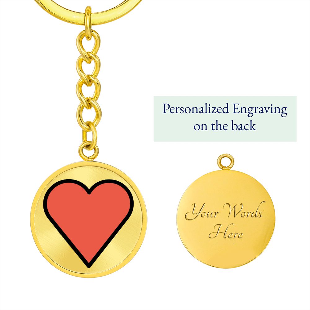 Red Heart Gold Keychain Engraved