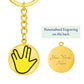Vulcan Salute Gold Keychain Engraved