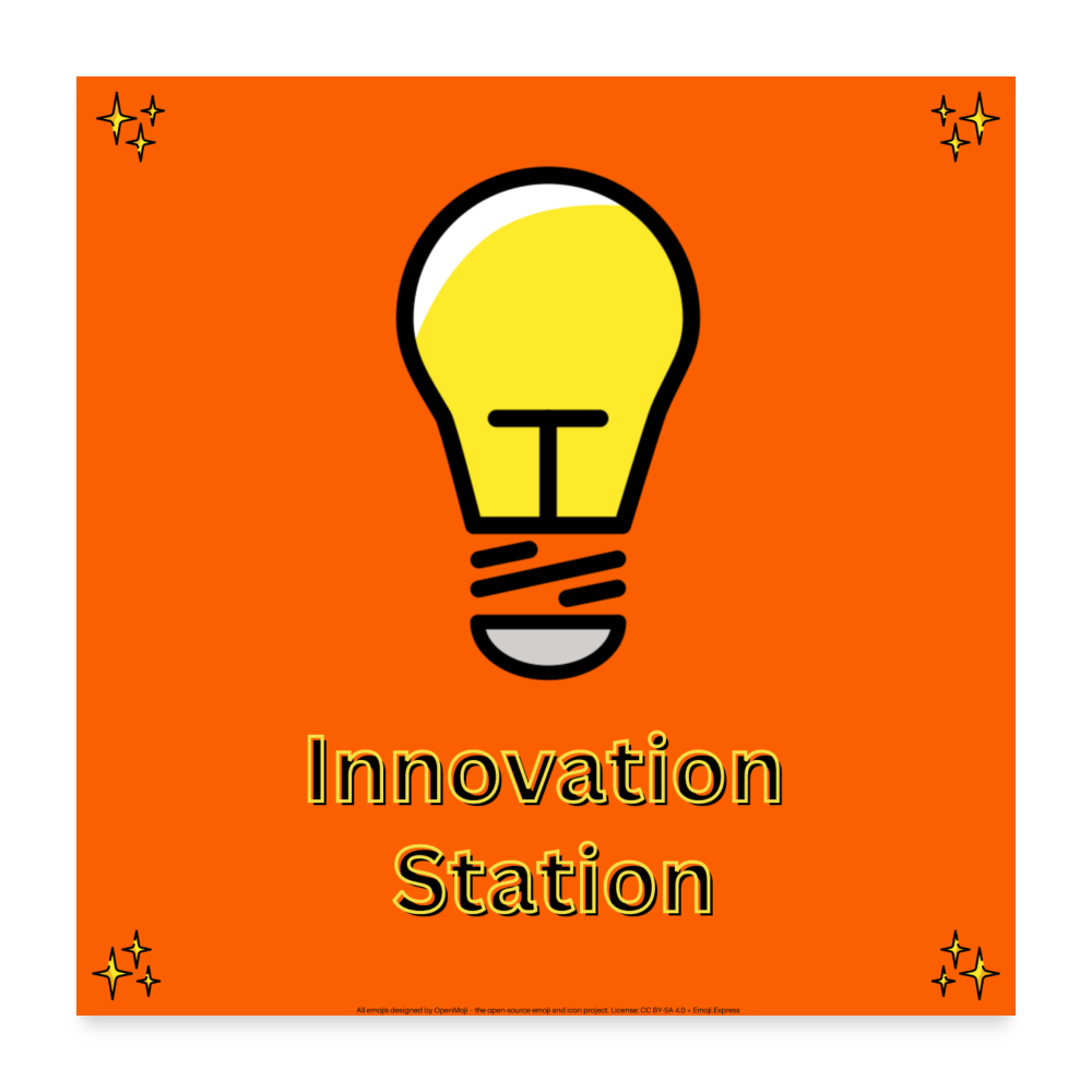 Emoji Expression: Innovation Station + Lightbulb Moji Wall Art  24x24 Poster - Emoji.Express - white