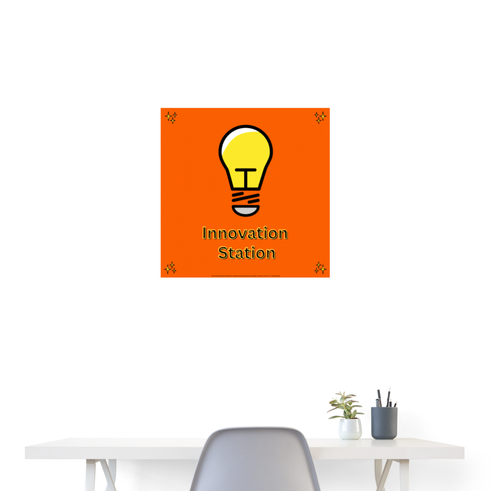 Emoji Expression: Innovation Station + Lightbulb Moji Wall Art  24x24 Poster - Emoji.Express - white