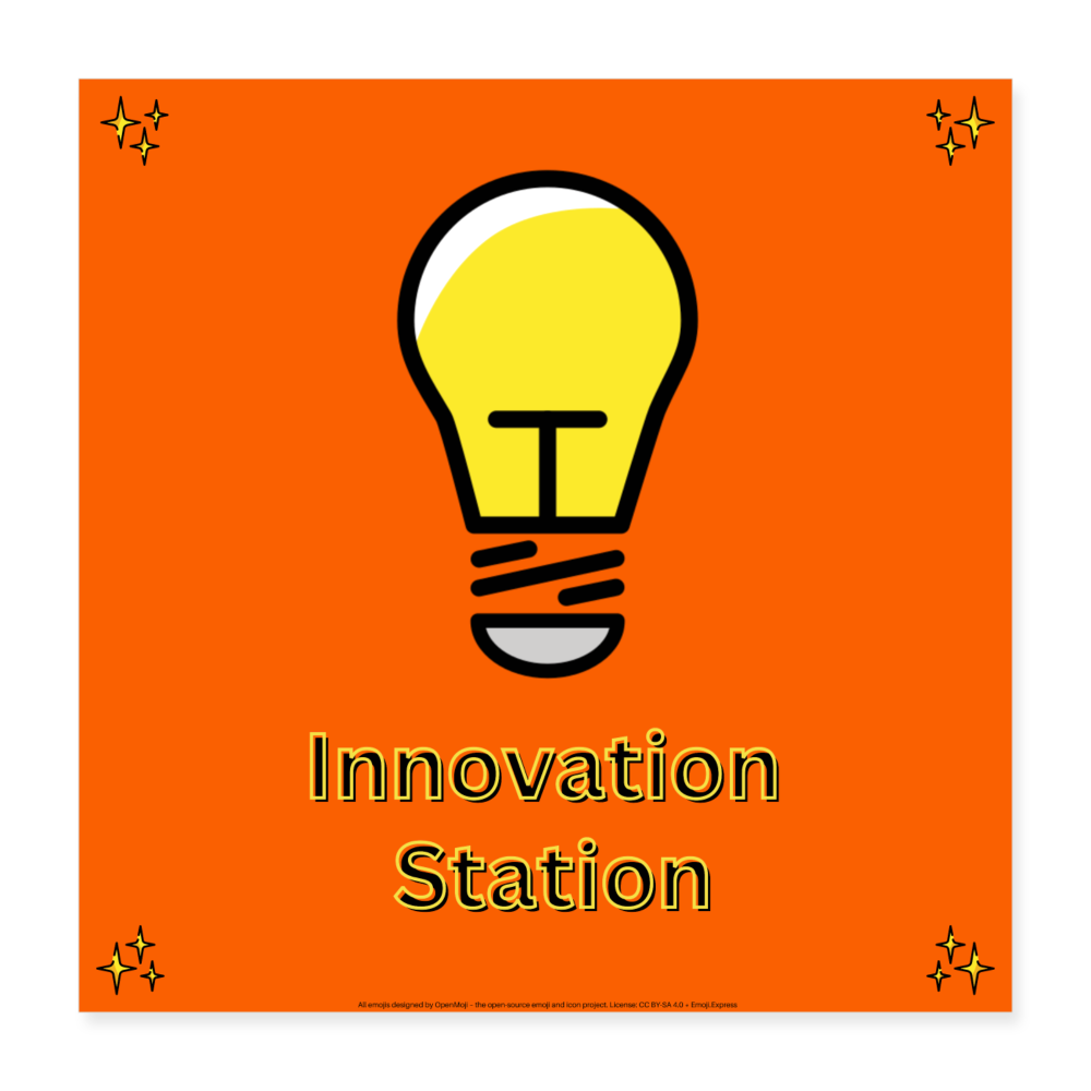 Emoji Expression: Innovation Station + Lightbulb Moji Wall Art 16x16 Poster - Emoji.Express - white