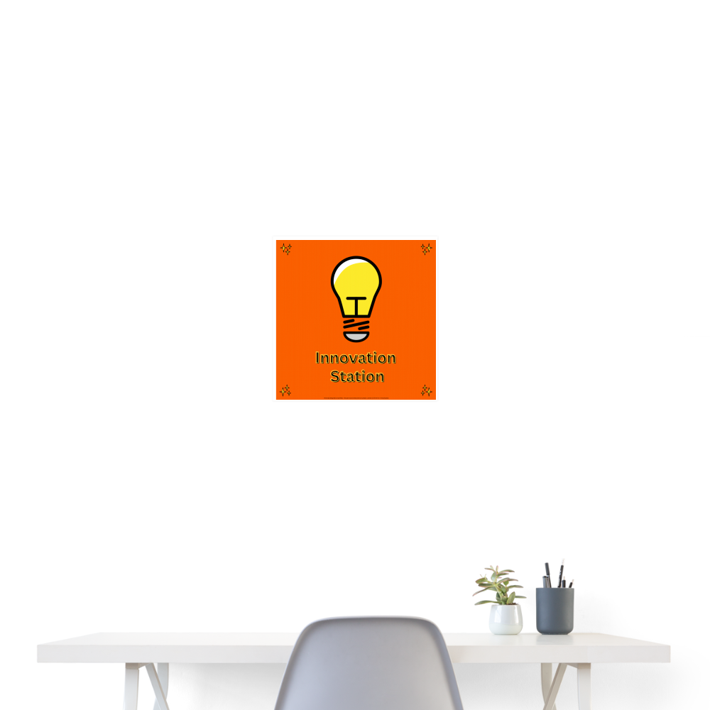 Emoji Expression: Innovation Station + Lightbulb Moji Wall Art 16x16 Poster - Emoji.Express - white
