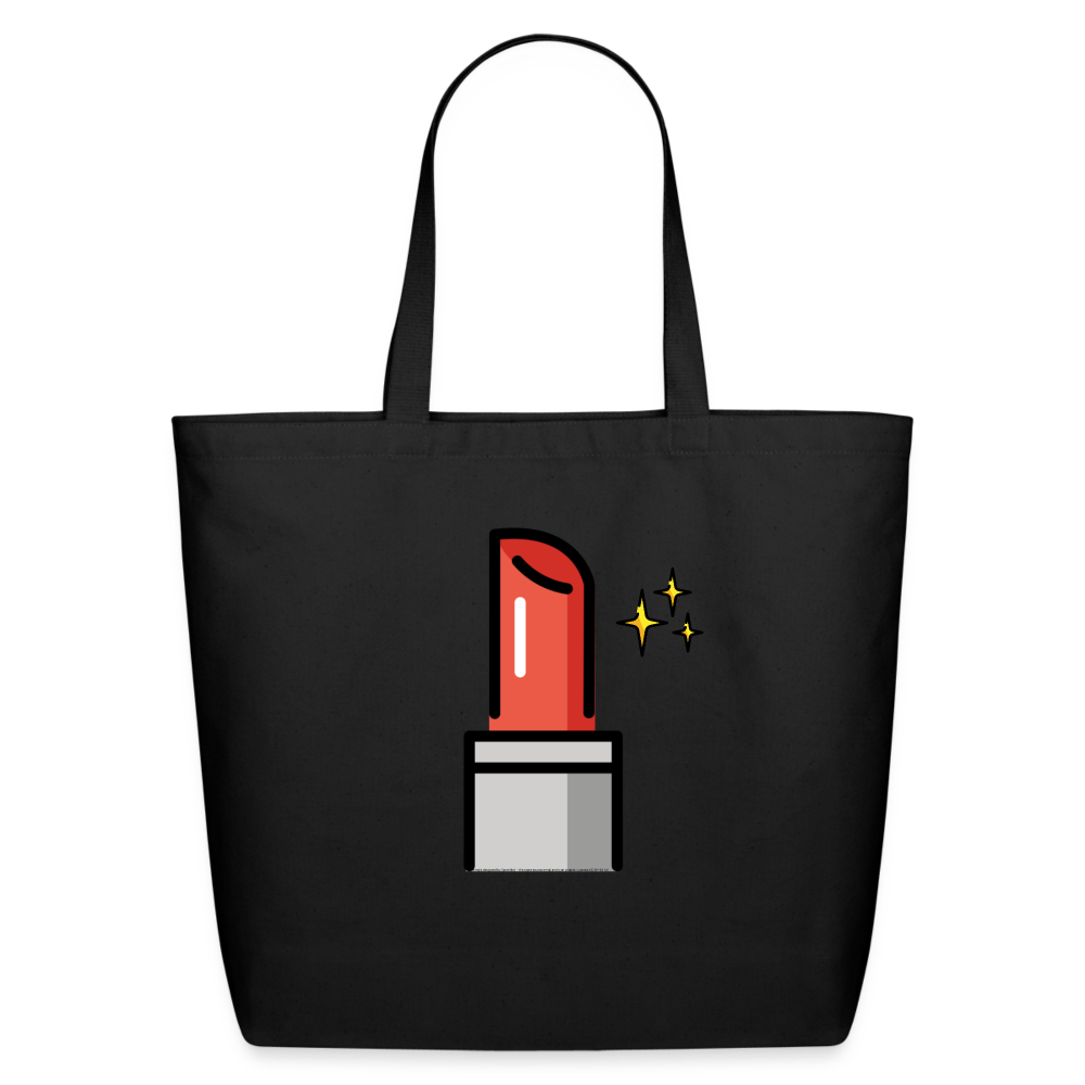Customizable Lipstick + Sparkles Mojis XL Cotton Tote (16x19) - Emoji.Express - black