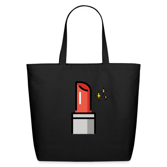 Customizable Lipstick + Sparkles Mojis XL Cotton Tote (16x19) - Emoji.Express - black