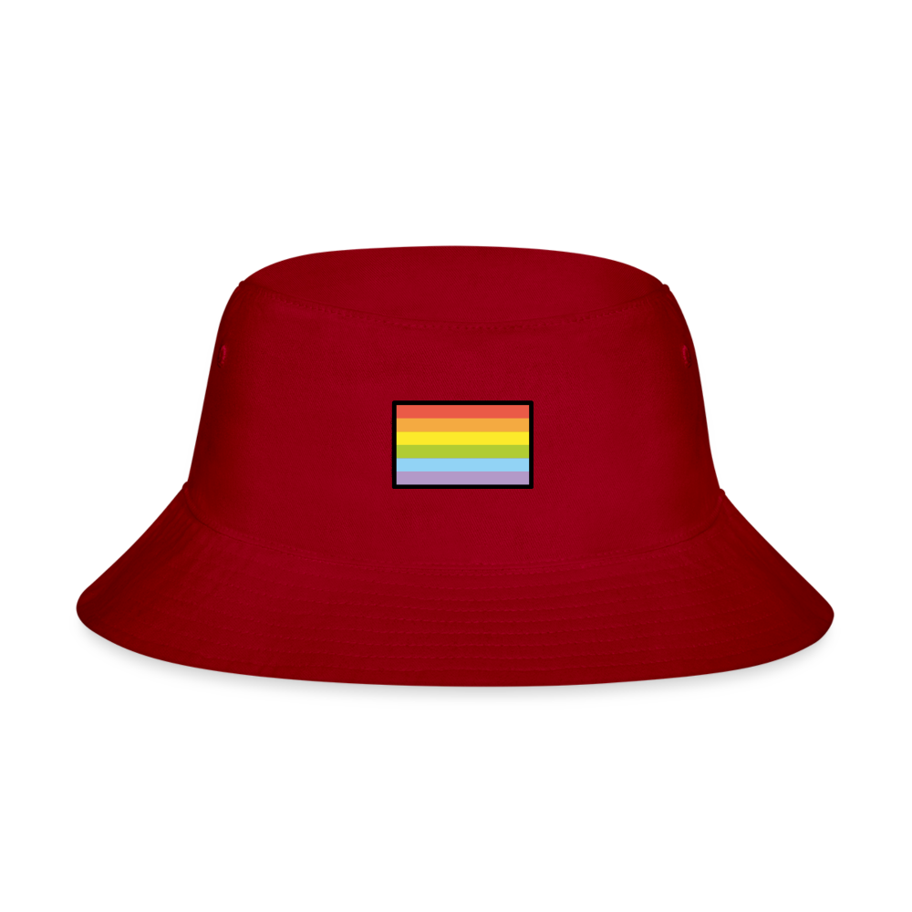 Customizable Rainbow Flag Moji Bucket Hat - Emoji.Express - red