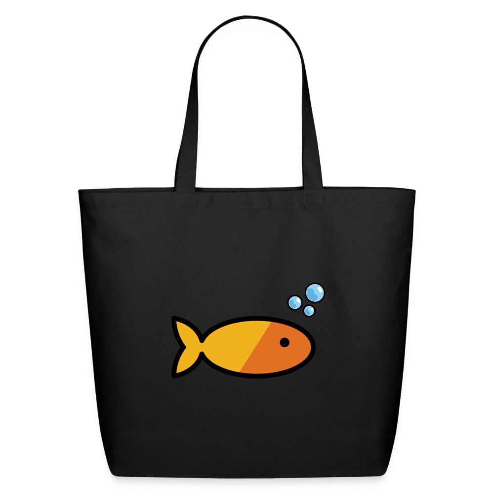 Customizable Goldfish + Bubbles Moji XL Cotton Tote (16x19) - Emoji.Express - black