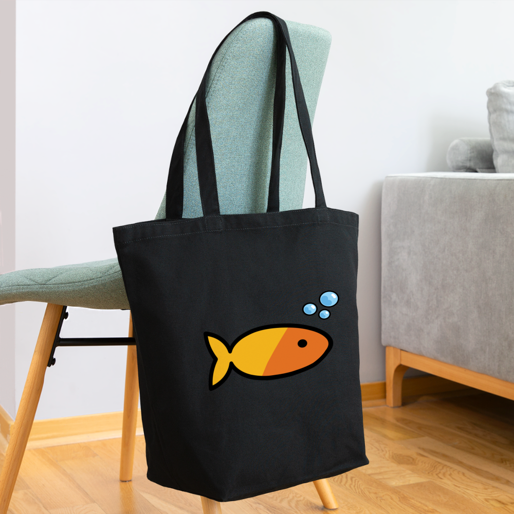 Customizable Goldfish + Bubbles Moji XL Cotton Tote (16x19) - Emoji.Express - black