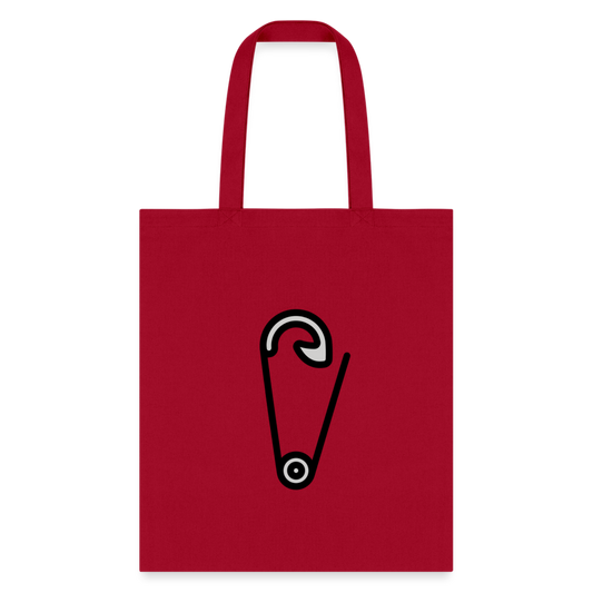 Customizable Safety Pin Moji L Canvas Tote (15x14) - Emoji.Express - red