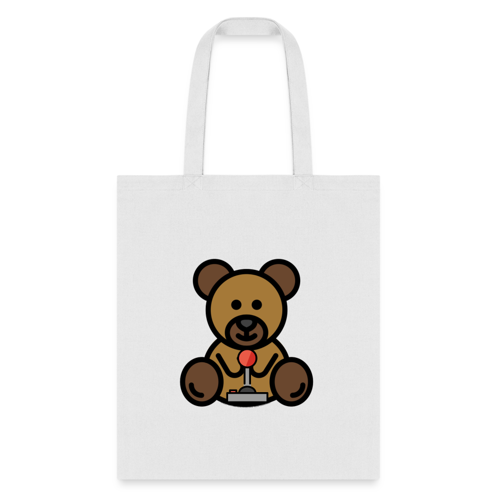 Customizable Teddy Bear + Joy Stick Moji L Canvas Tote Bag (15x14) - Emoji.Express - white