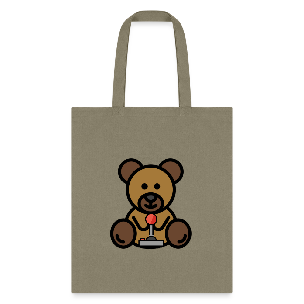 Customizable Teddy Bear + Joy Stick Moji L Canvas Tote Bag (15x14) - Emoji.Express - khaki