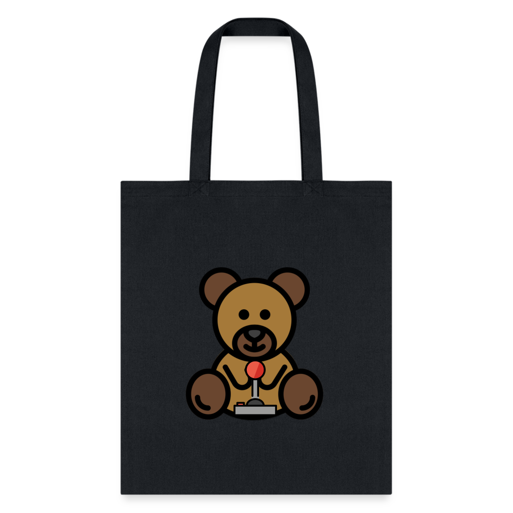 Customizable Teddy Bear + Joy Stick Moji L Canvas Tote Bag (15x14) - Emoji.Express - black