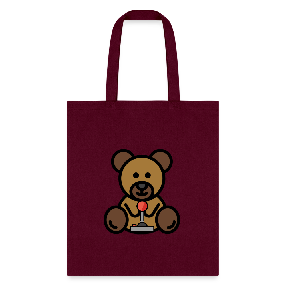 Customizable Teddy Bear + Joy Stick Moji L Canvas Tote Bag (15x14) - Emoji.Express - burgundy