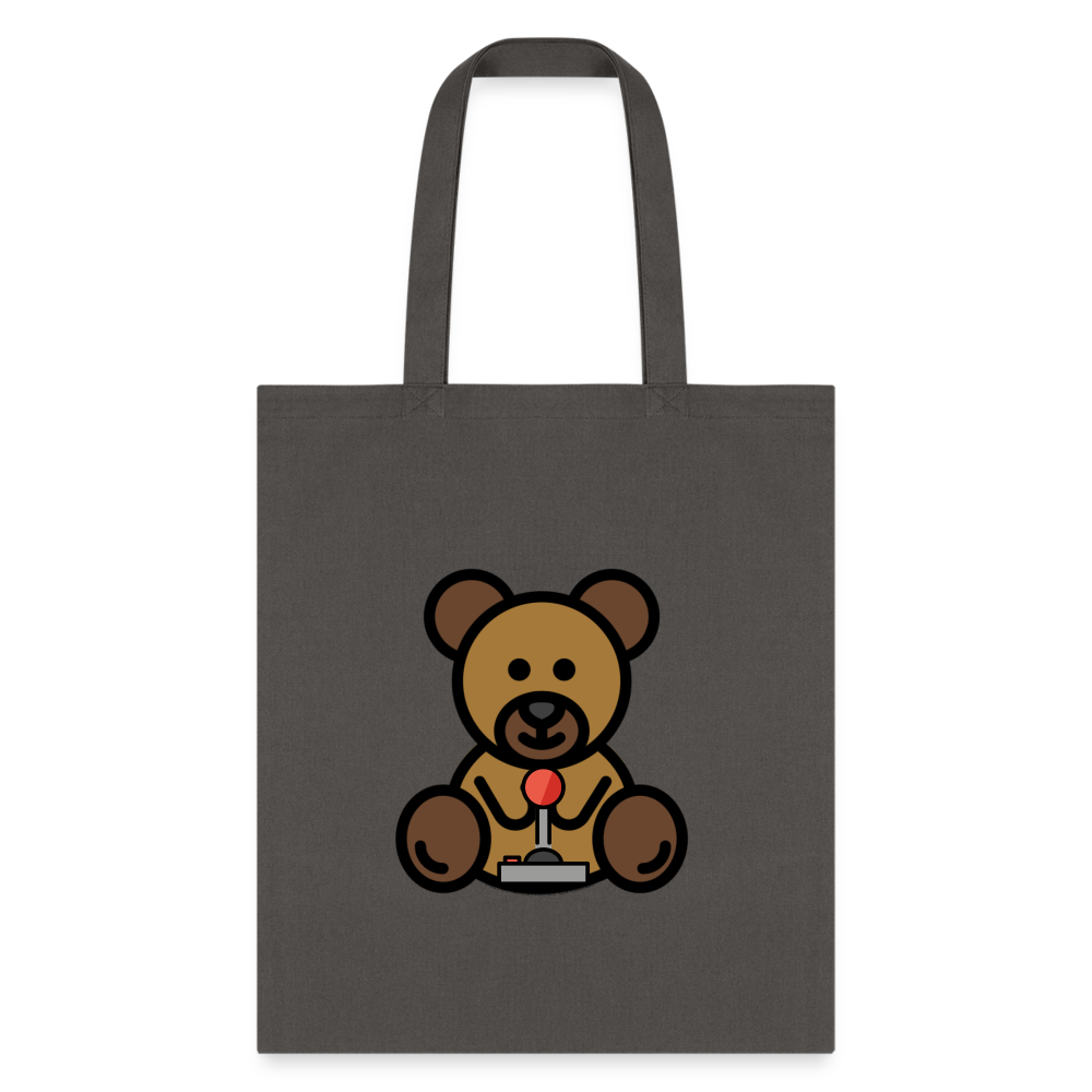 Customizable Teddy Bear + Joy Stick Moji L Canvas Tote Bag (15x14) - Emoji.Express - charcoal