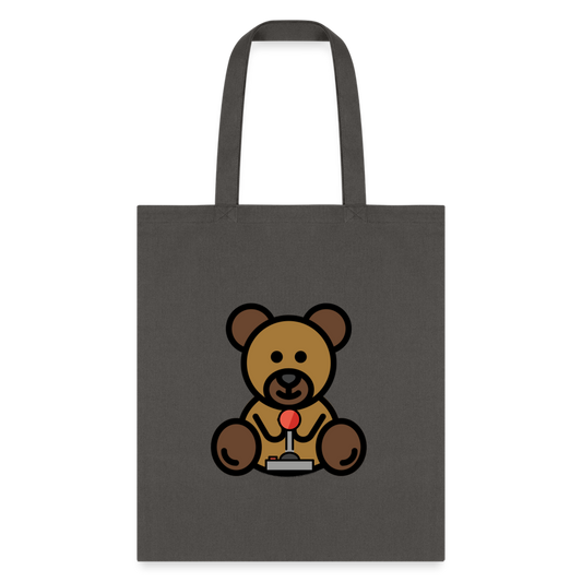 Customizable Teddy Bear + Joy Stick Moji L Canvas Tote Bag (15x14) - Emoji.Express - charcoal