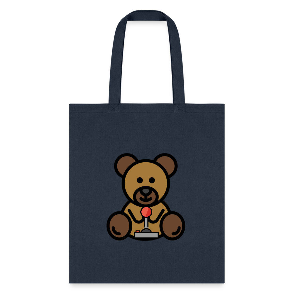 Customizable Teddy Bear + Joy Stick Moji L Canvas Tote Bag (15x14) - Emoji.Express - navy