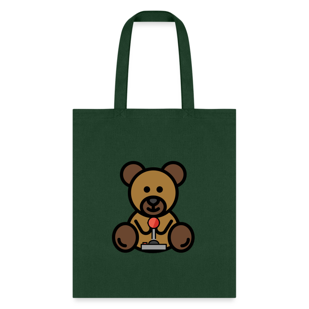 Customizable Teddy Bear + Joy Stick Moji L Canvas Tote Bag (15x14) - Emoji.Express - forest green