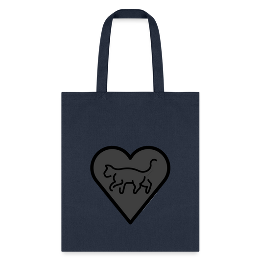 Customizable Black Heart + Black Cat Moji L Canvas Tote Bag (15x14) - Emoji.Express - navy