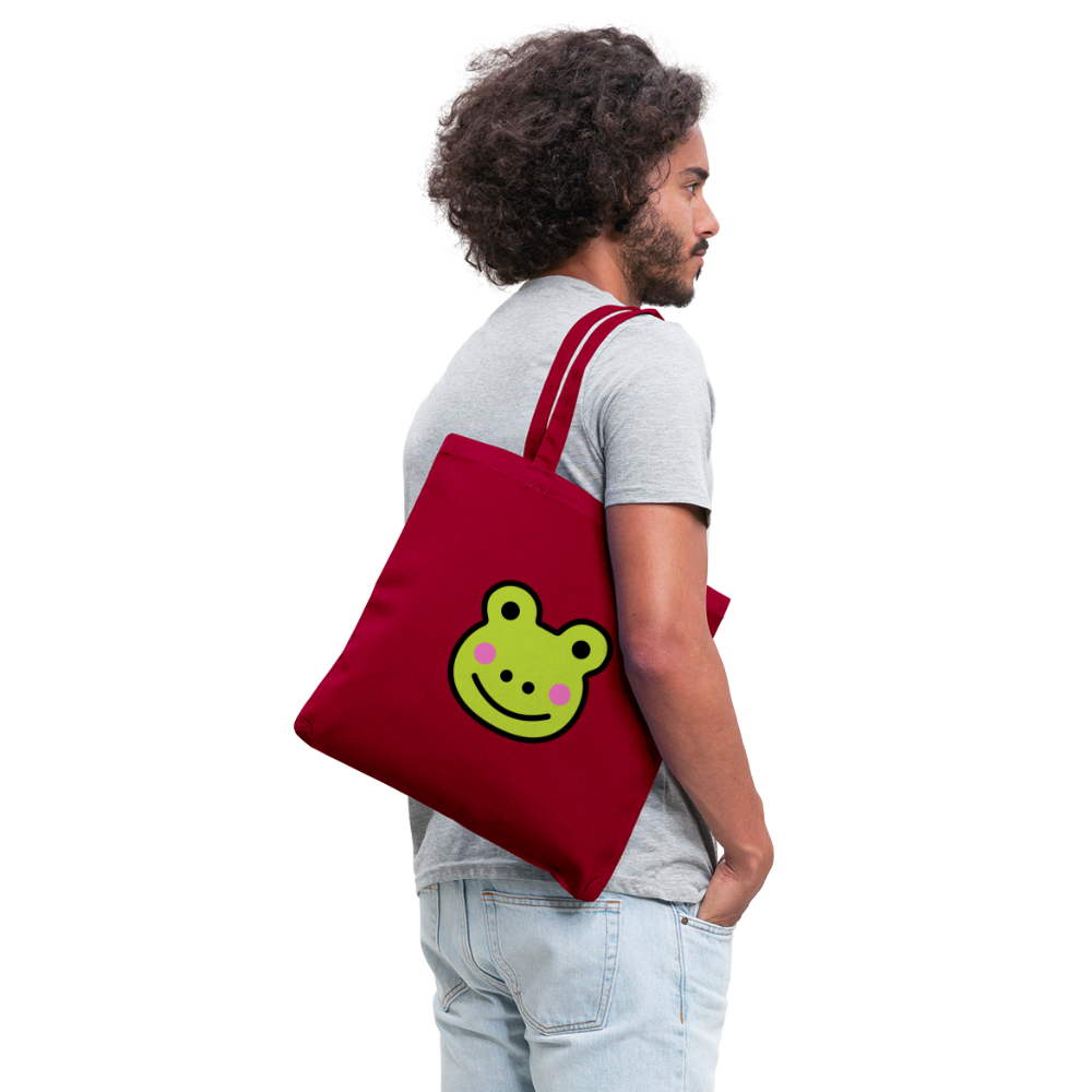 Customizable Sachi-chan Emoji Expression Character Moji L Canvas Tote Bag (15x14)- Emoji.Express - red