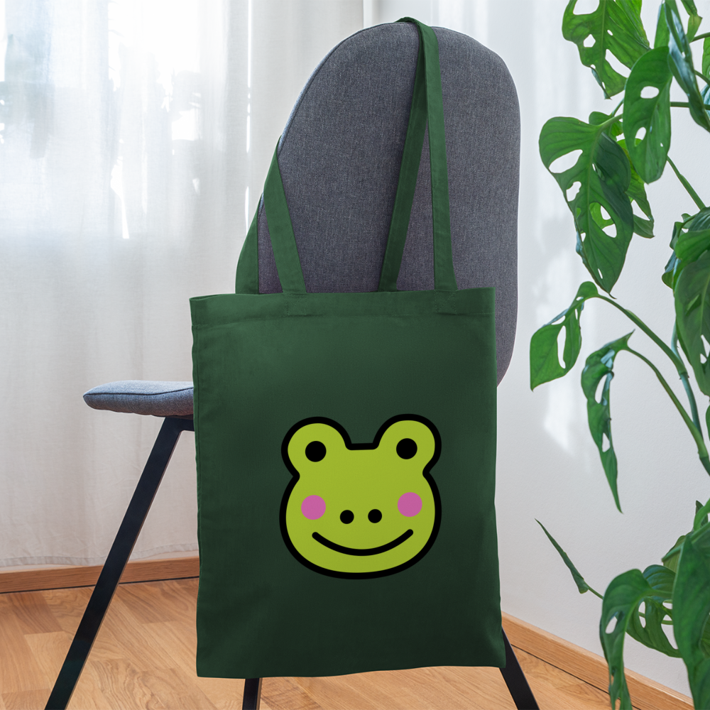 Customizable Sachi-chan Emoji Expression Character Moji L Canvas Tote Bag (15x14)- Emoji.Express - forest green