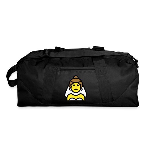 Customizable Bride Moji + Name (Double-Sided) Recycled Duffel Bag - Emoji.Express - black