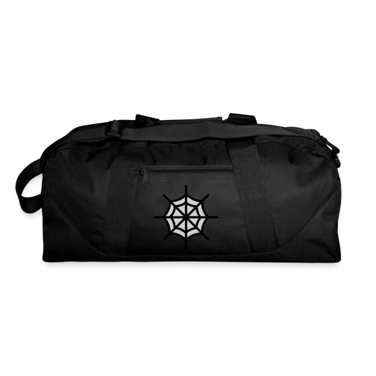 Customizable Spider Web + Spider Moji + Name (Three-Sided) Recycled Duffel Bag - Emoji.Express - black