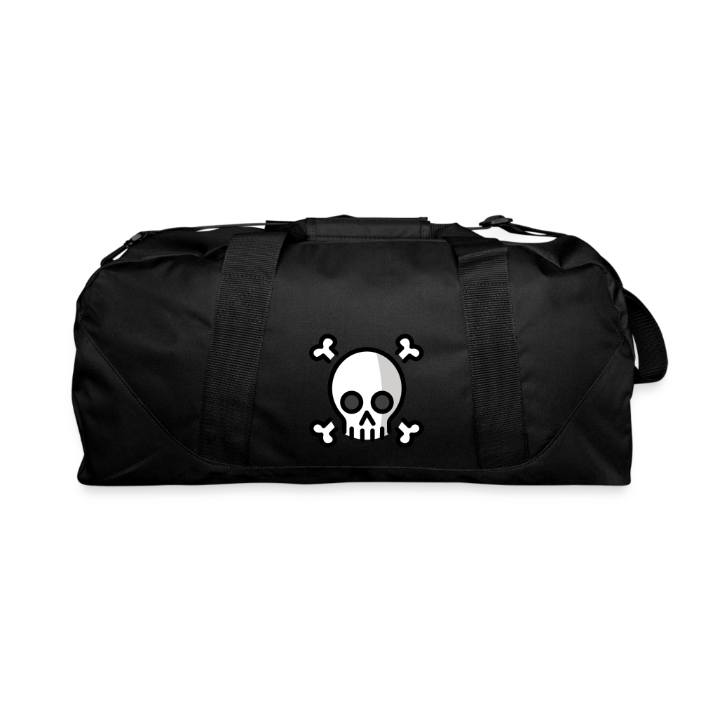 Customizable Skull and Crossbones Moji + Text (Two-Sided Print) Recycled Duffel Bag - Emoji.Express - black