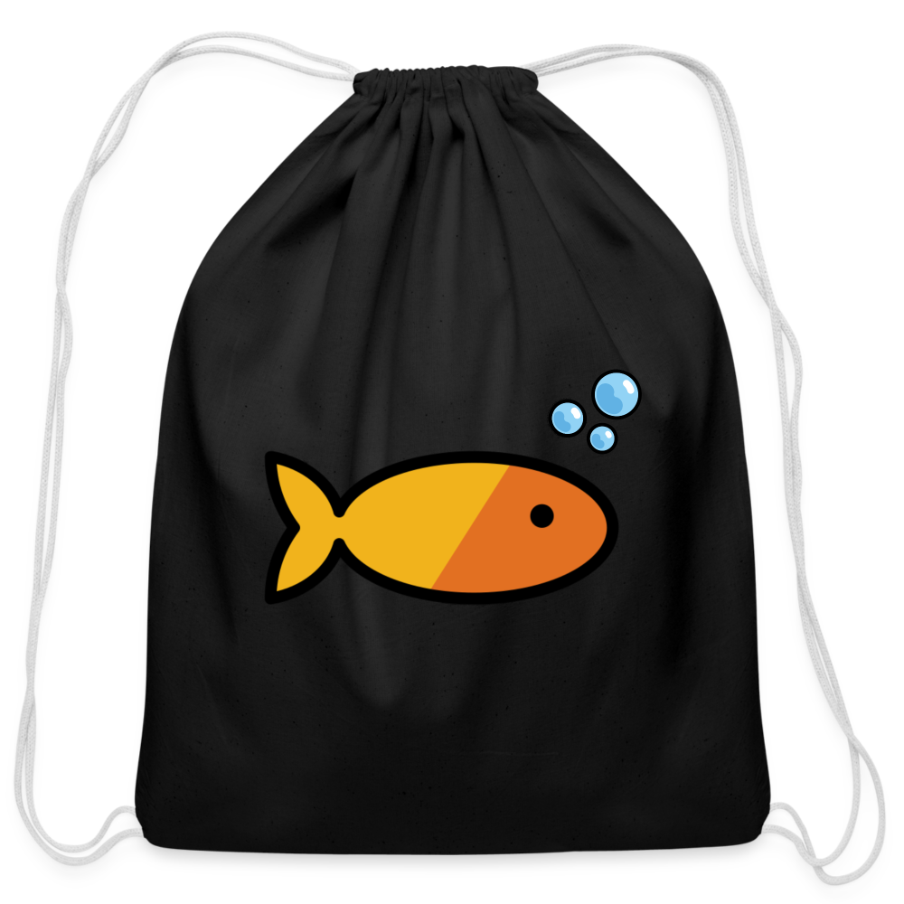 Customizable Goldfish + Bubbles Moji Draw String Back Pack (18x14) - Emoji.Express - black
