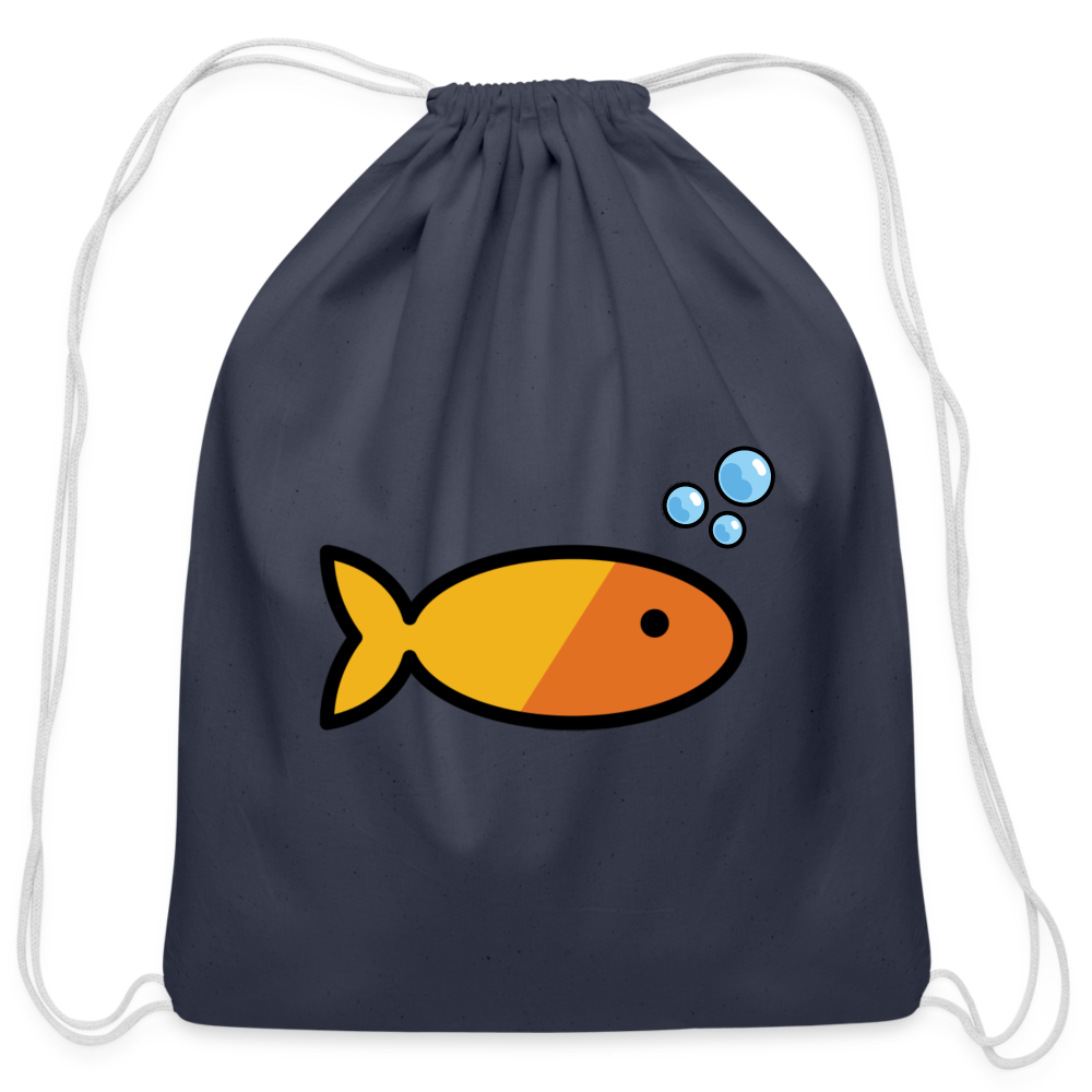 Customizable Goldfish + Bubbles Moji Draw String Back Pack (18x14) - Emoji.Express - navy