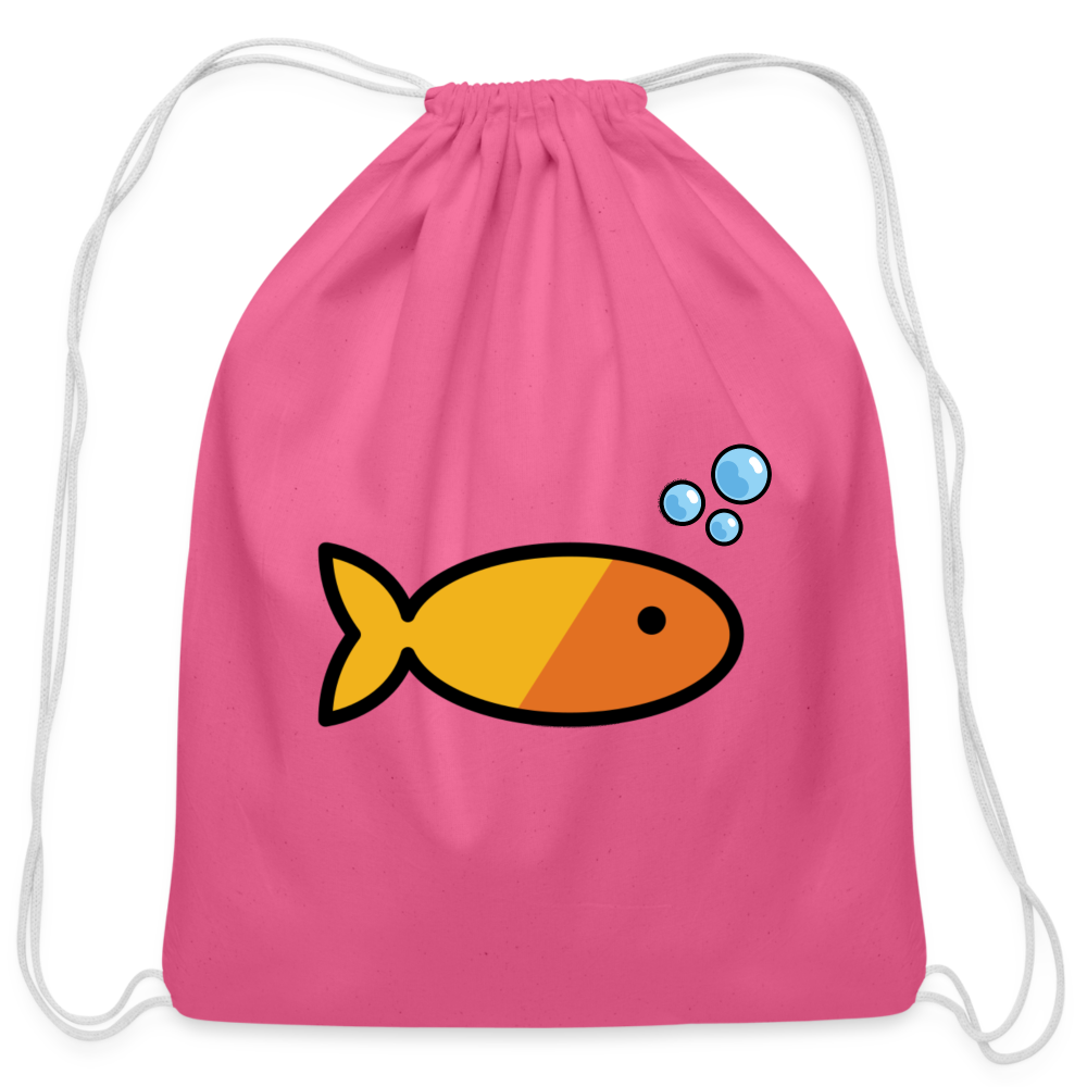 Customizable Goldfish + Bubbles Moji Draw String Back Pack (18x14) - Emoji.Express - pink