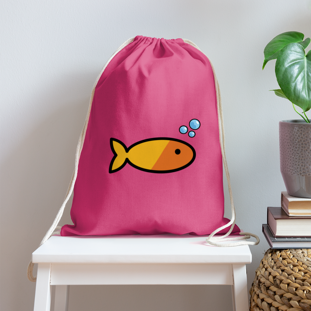 Customizable Goldfish + Bubbles Moji Draw String Back Pack (18x14) - Emoji.Express - pink