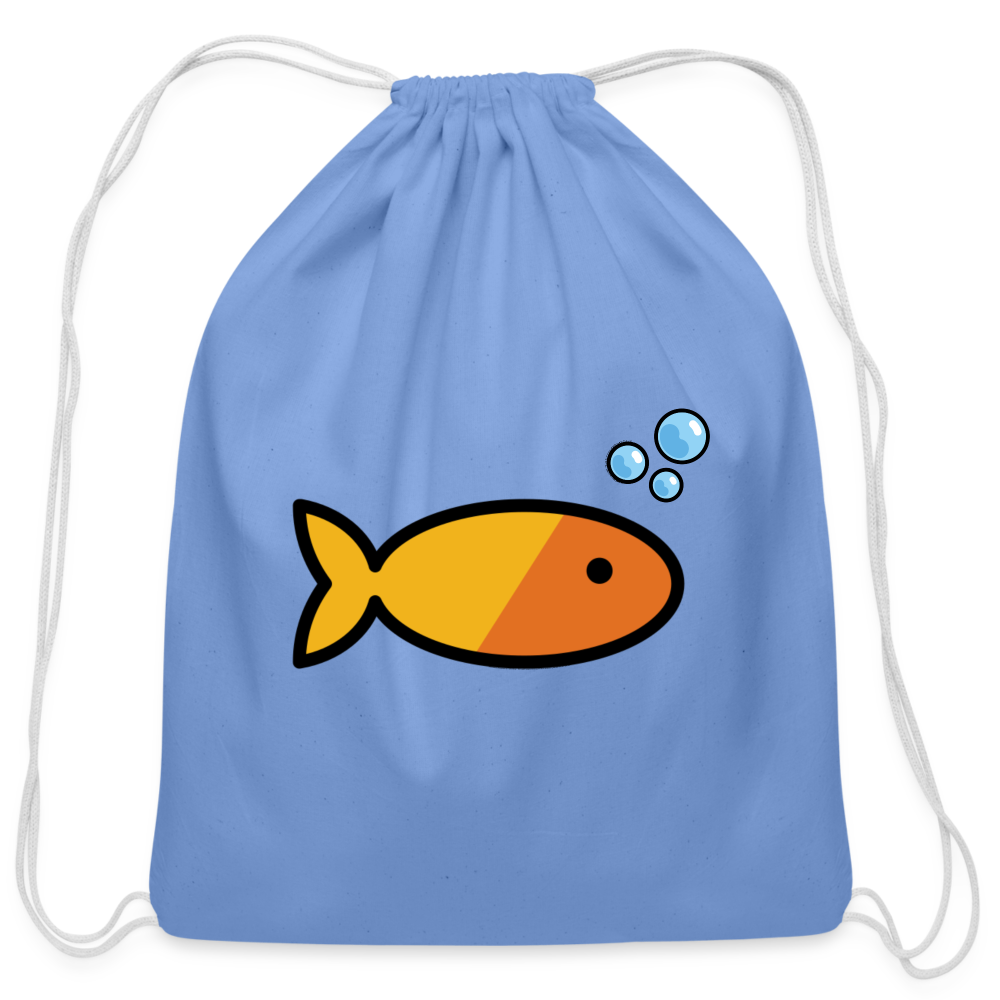 Customizable Goldfish + Bubbles Moji Draw String Back Pack (18x14) - Emoji.Express - carolina blue