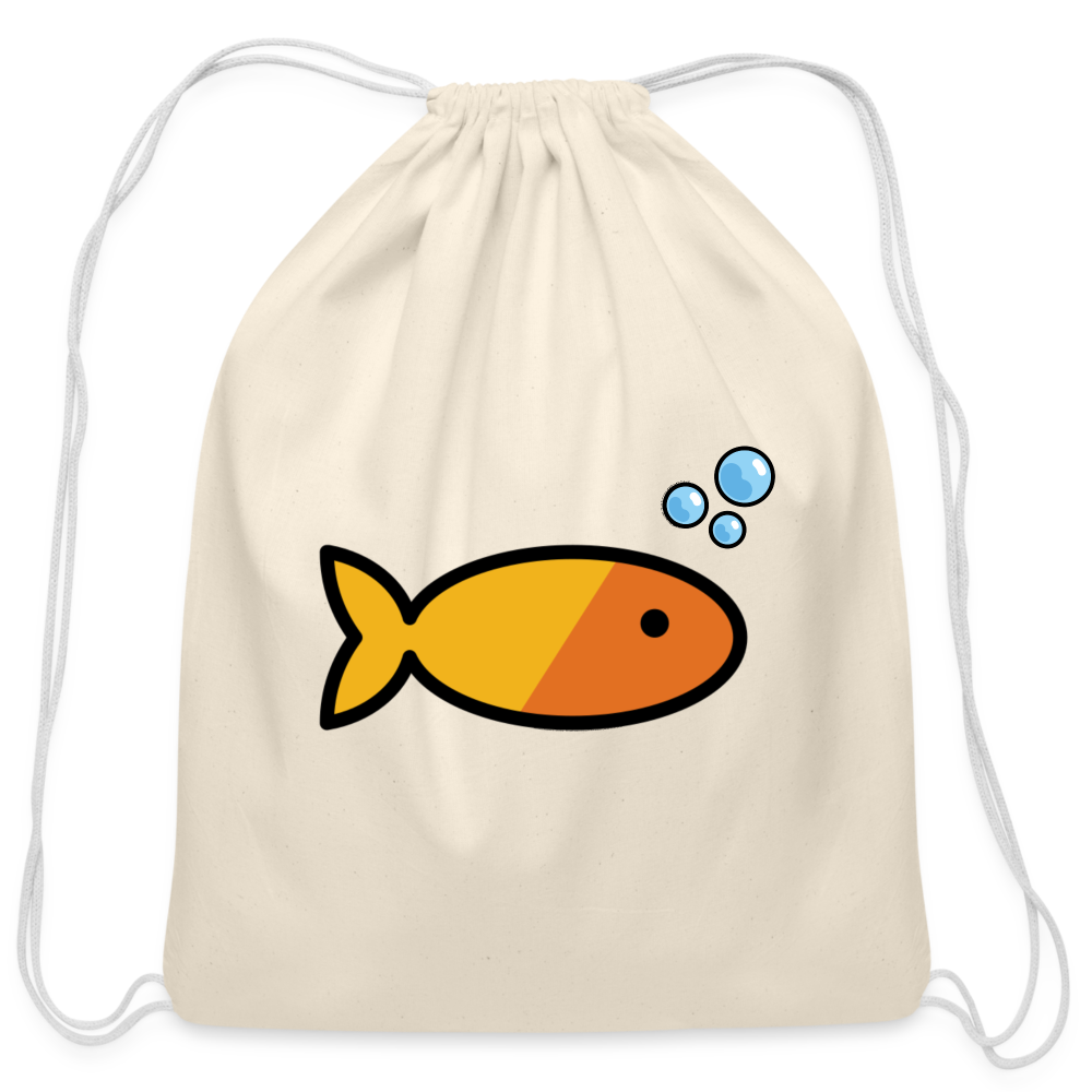 Customizable Goldfish + Bubbles Moji Draw String Back Pack (18x14) - Emoji.Express - natural